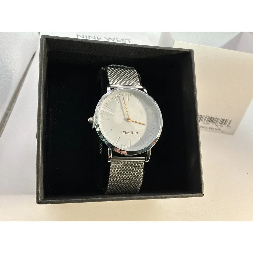 Nine West Women's Liana Watch Silver Tone Mesh Band New In Box‎